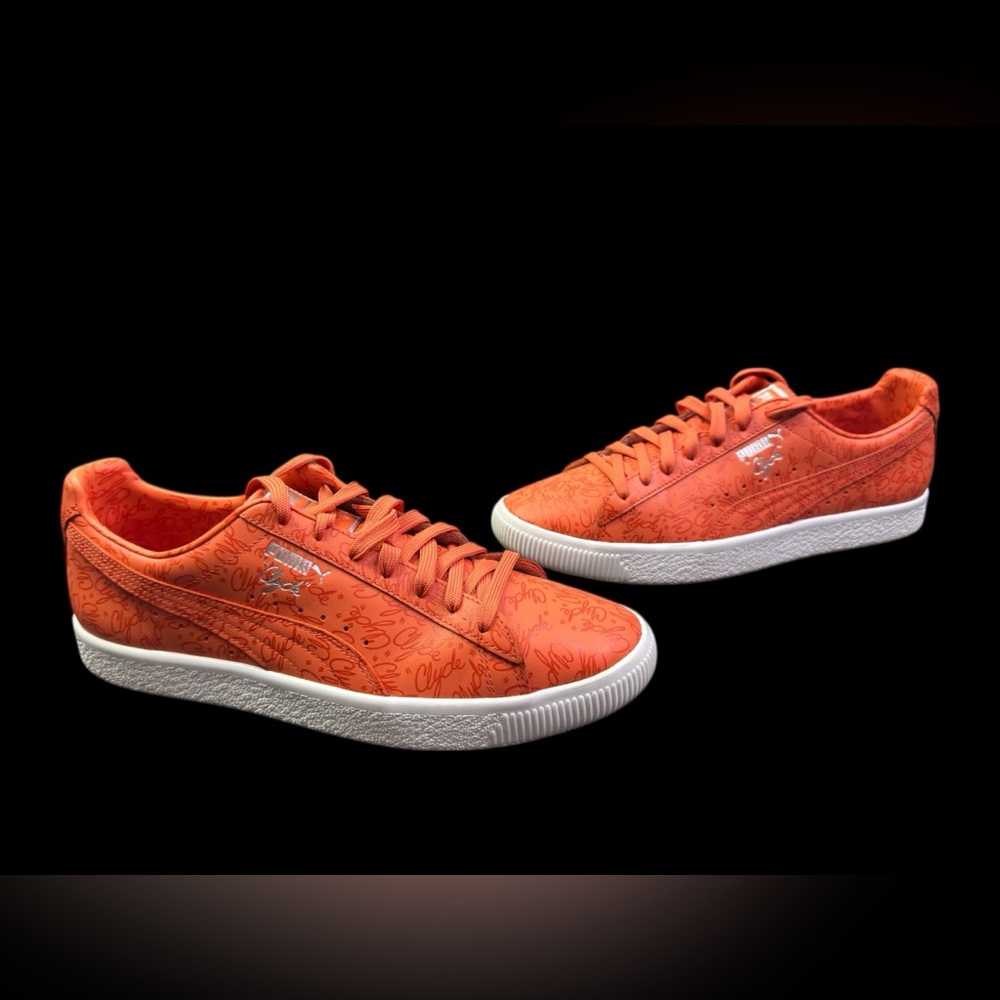 Puma Clyde Script Mens Sneakers Orange/Pumpkin/White Men's US Size 10.5